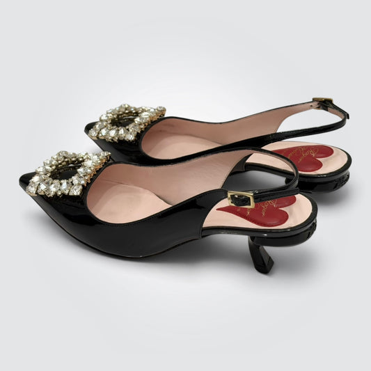 Pre-owned Jimmy Choo black leather cutout T-strap platform sandals