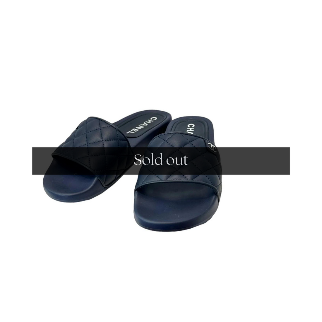 Chanel Navy Rubber Slides - 38