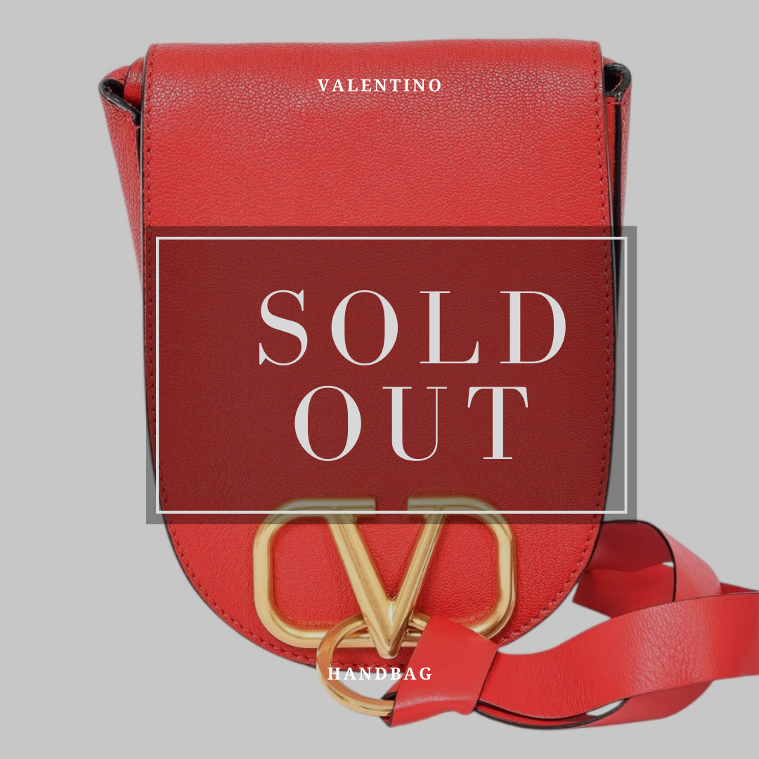 VALENTINO RED LEATHER 'VRING' CROSSBODY SADDLE BAG