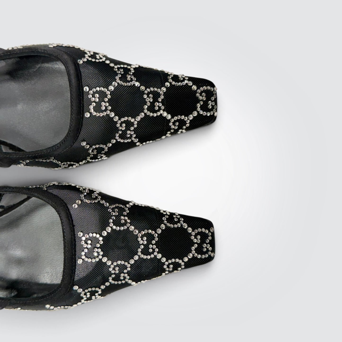 Pre-Owned Gucci Tom GG Crystal Mesh Slingback Pumps Never worn