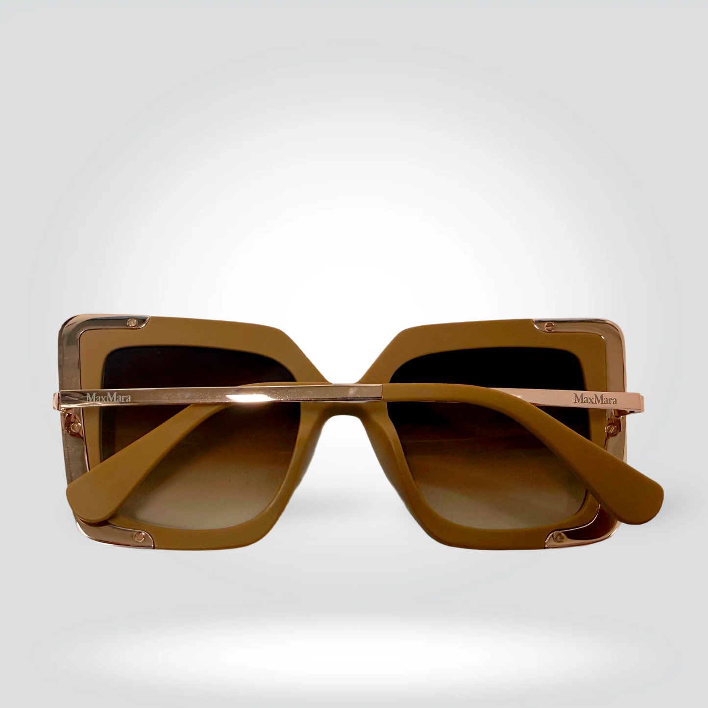 Max Mara Oversized Square Sunglasses Caramel Brown Acetate Gradient Lenses —Very Good  | Style Reissue Vancouver