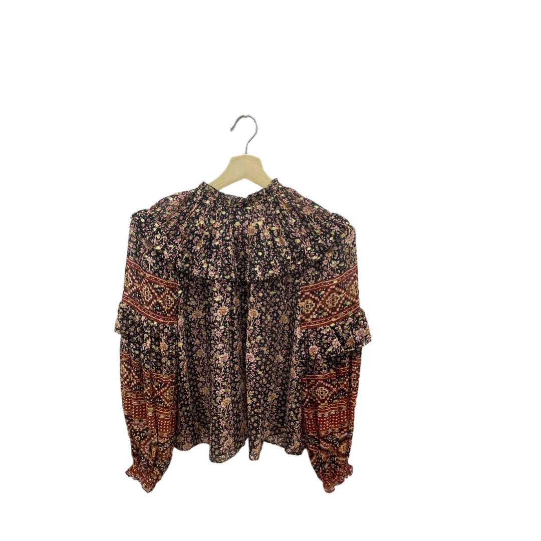 Ulla Johnson Burgundy and Gold Blouse Blouse - 4