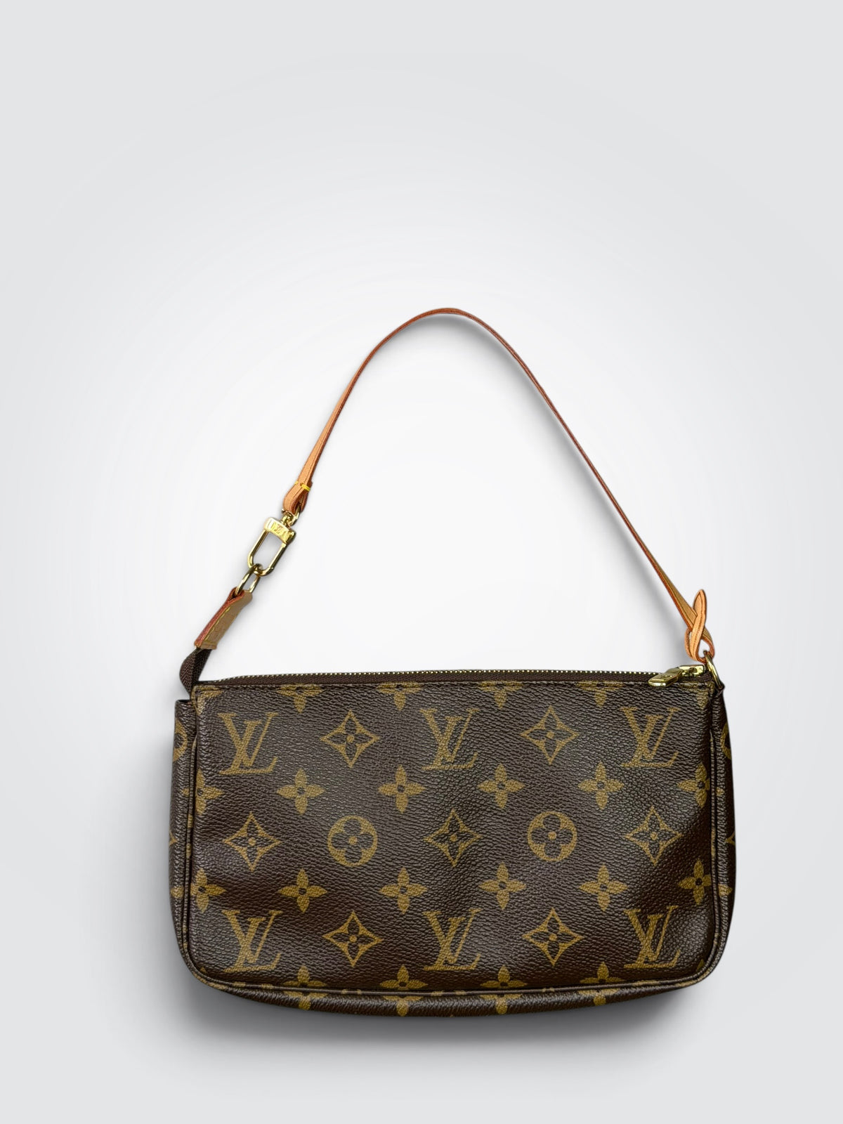 Pre-Owned Vintage Louis Vuitton Monogram Pochette Accessoires Shoulder Bag – Brown Coated Canvas with Natural Leather Strap