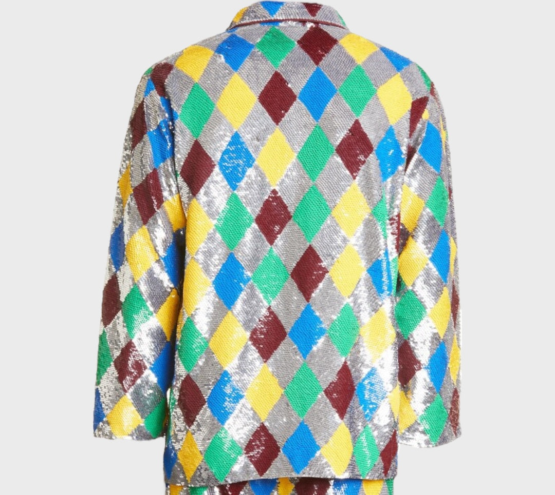 Ashish Gender Inclusive Diamond Sequin Long Sleeve Button-Up Shirt