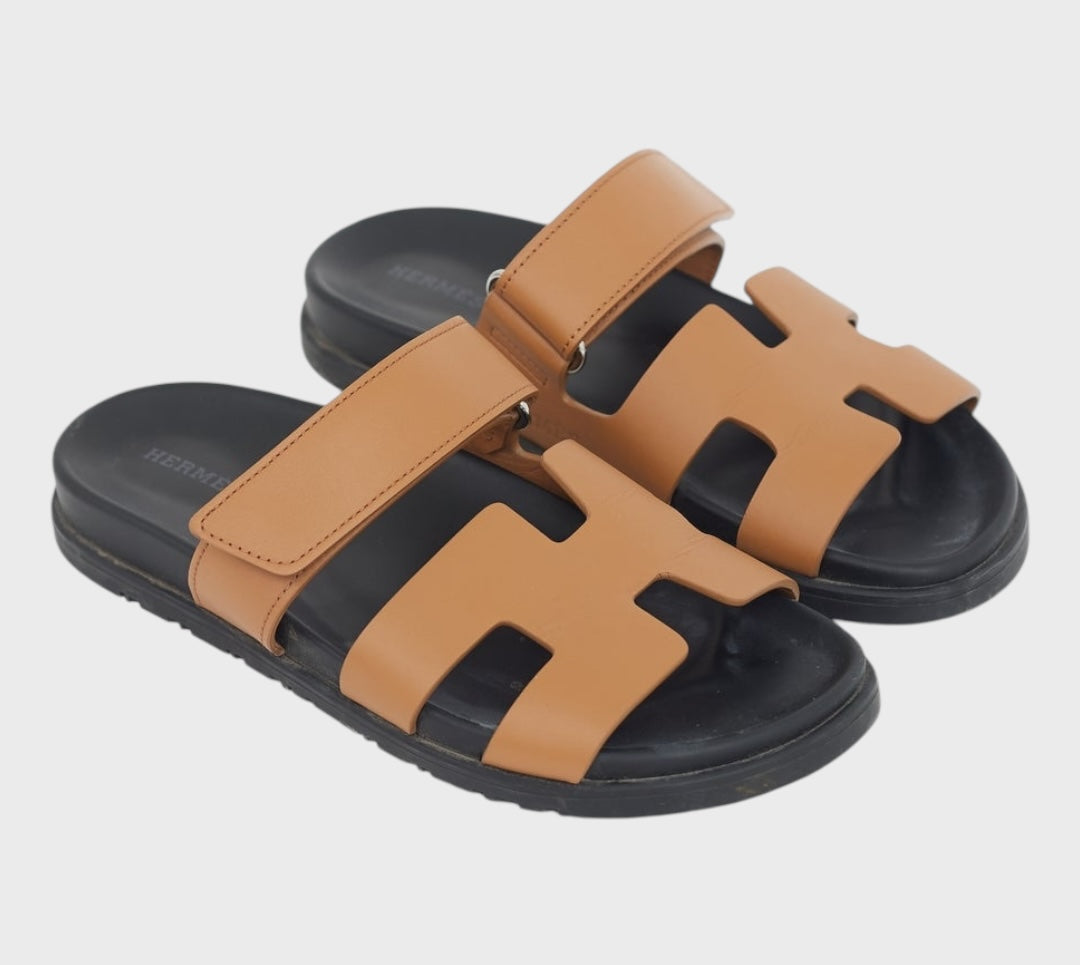 Hermès Chypre leather sandals size 39