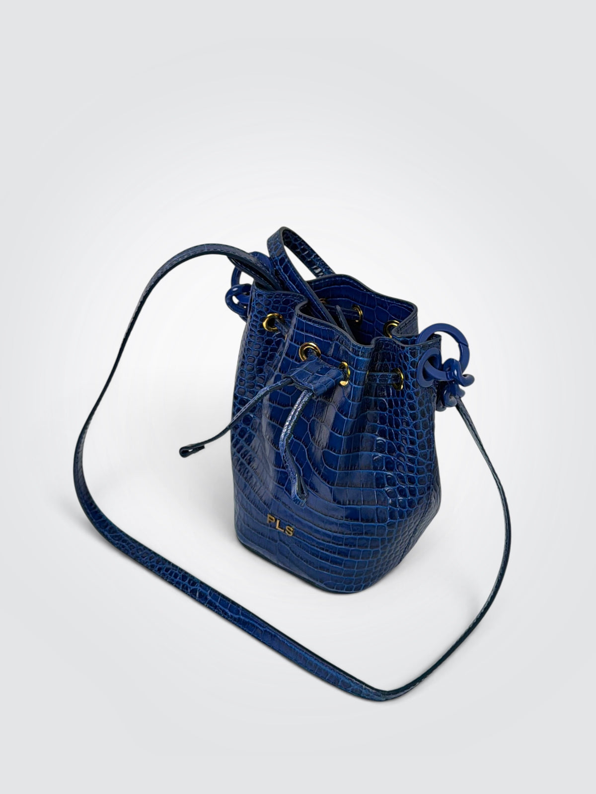 Pre-Owned Philosophy di Lorenzo Serafini Royal Blue Croco-Print Leather Mini Satchel
