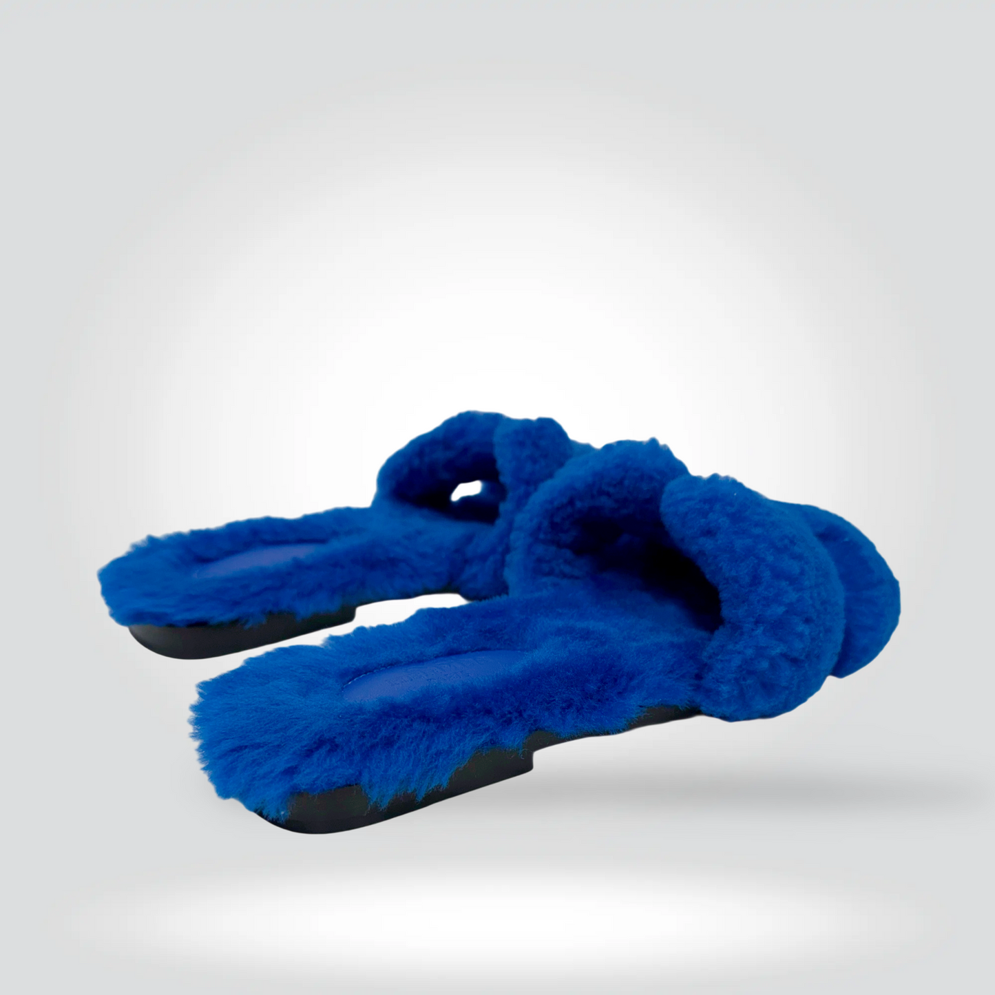 Hermès Shearling Slide Sandals Electric Blue — Size 38 Never worn | Style Reissue Vancouver