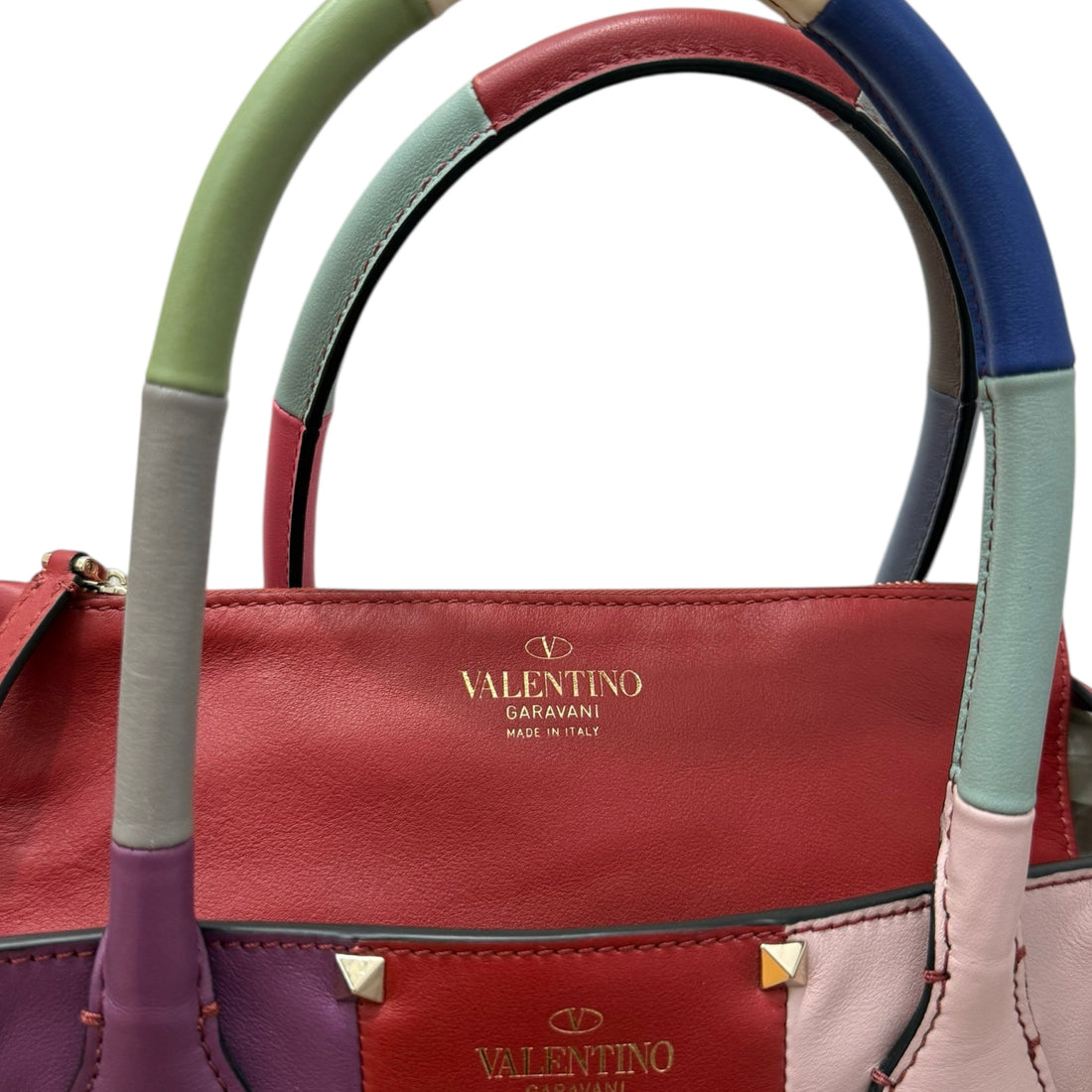 Valentino Garavani Multicolor Patchwork Leather Tote Bag with Pouch – Made in Italy