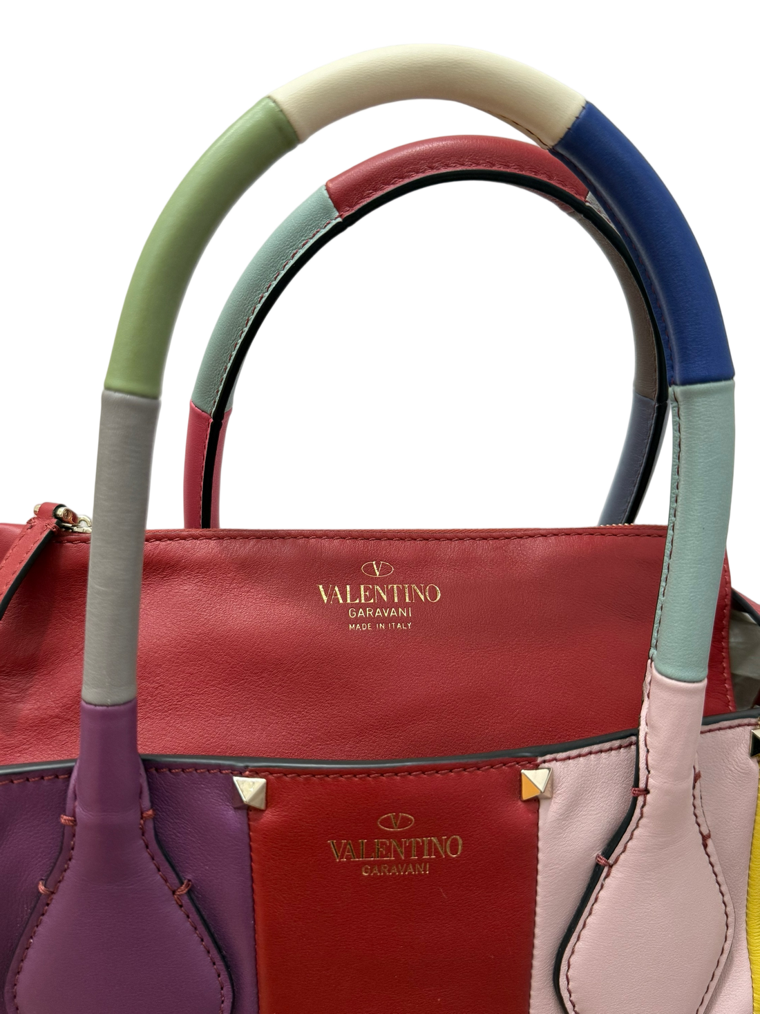 Valentino Garavani Multicolor Patchwork Leather Tote Bag with Pouch – Made in Italy