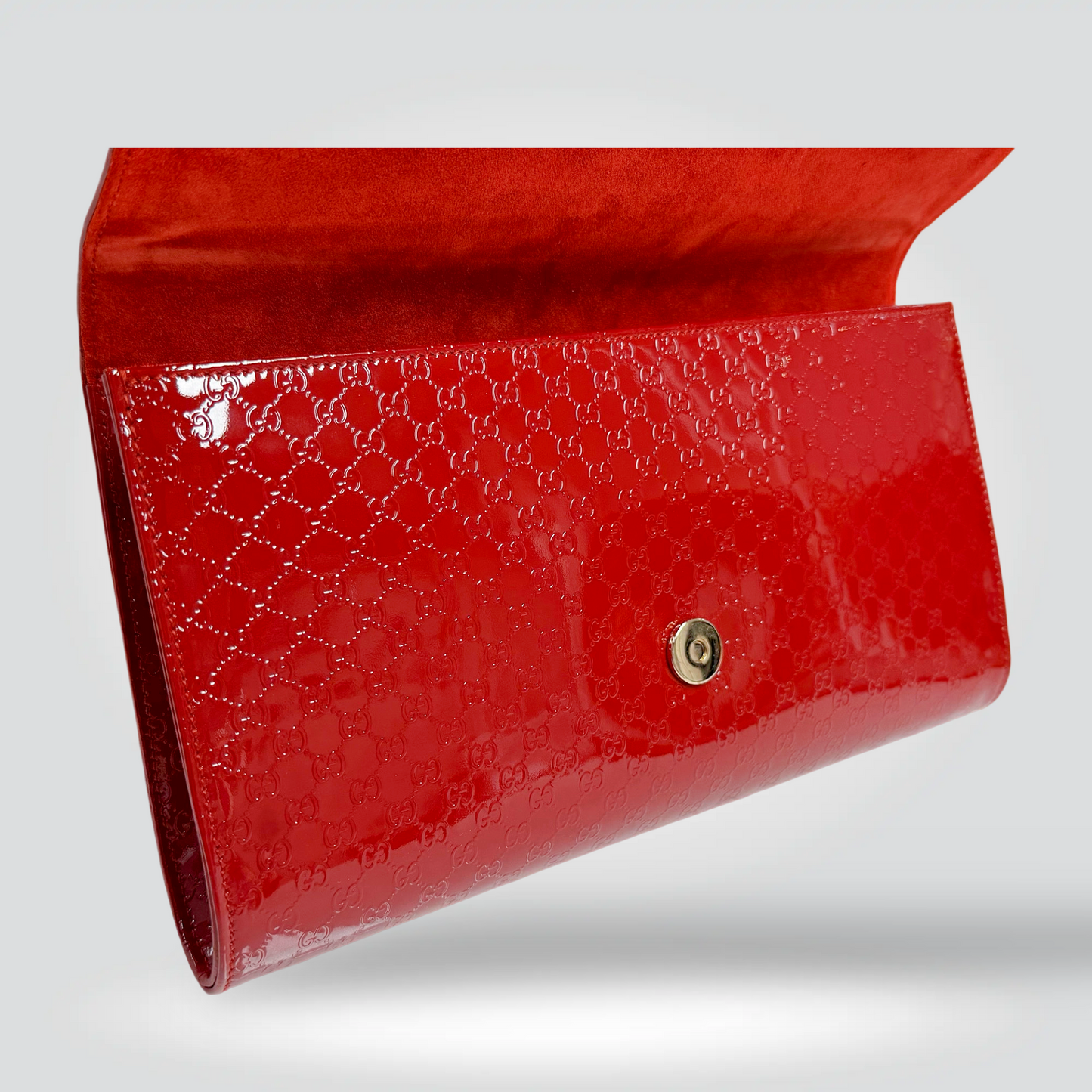 Gucci Microguccissima Patent Leather Continental Wallet Red GG Embossed —Excellent Style Reissue Vancouver