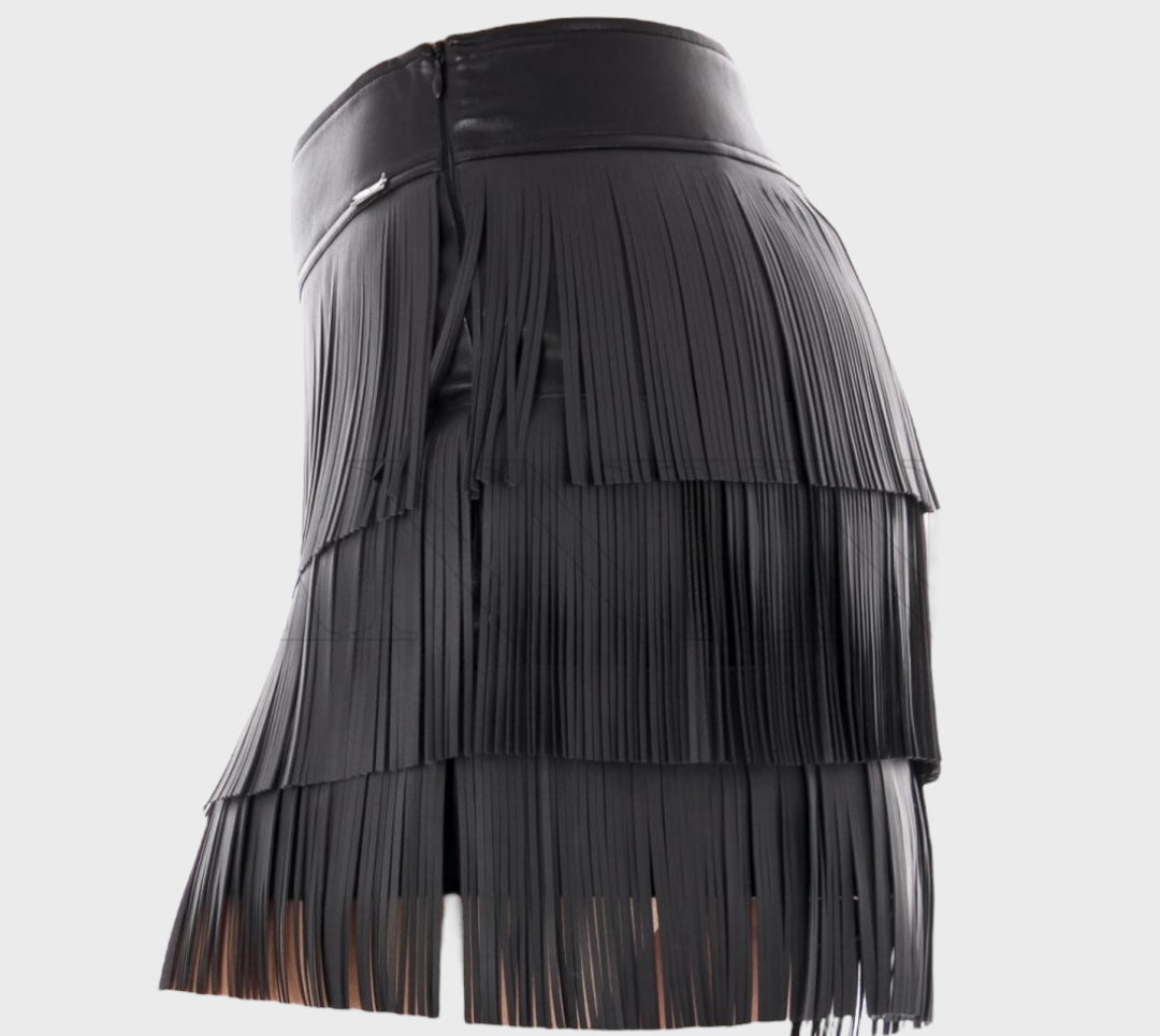 Liu jo Faux leather Short skirt with fringes size 44