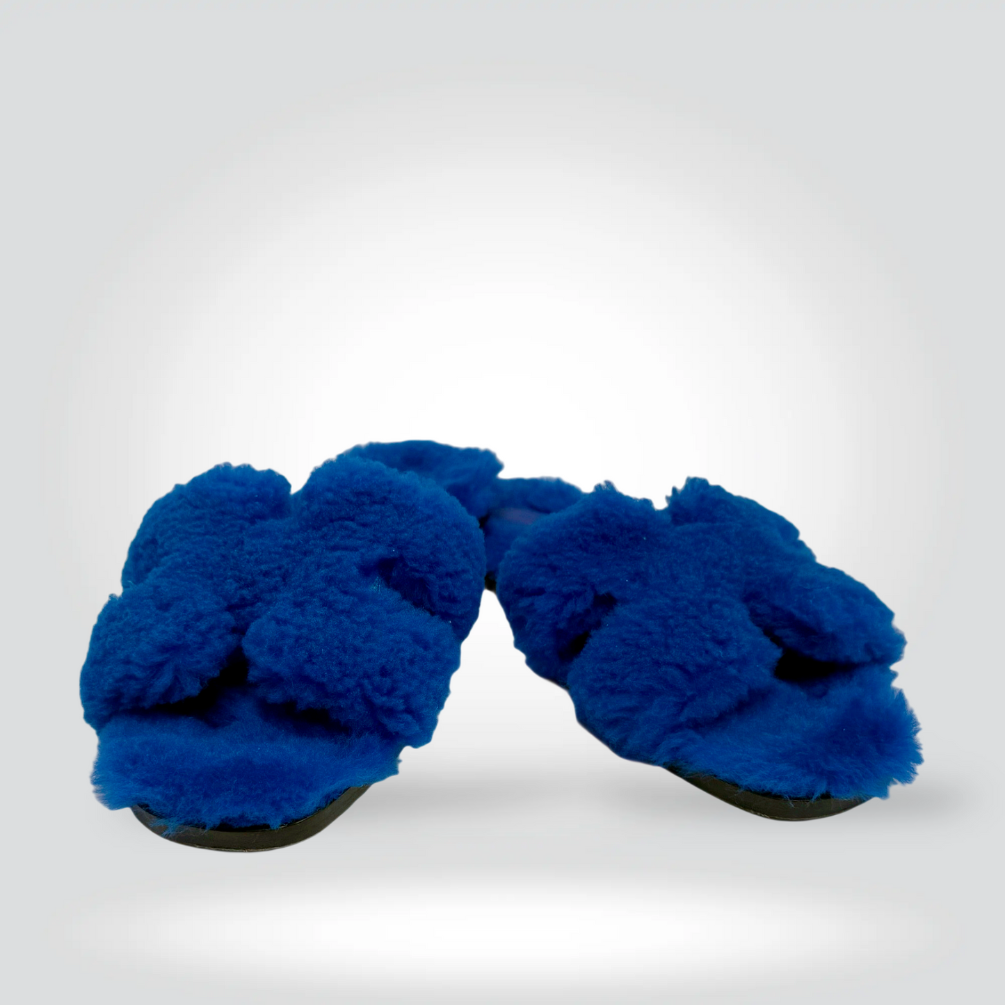 Hermès Shearling Slide Sandals Electric Blue — Size 38 Never worn | Style Reissue Vancouver