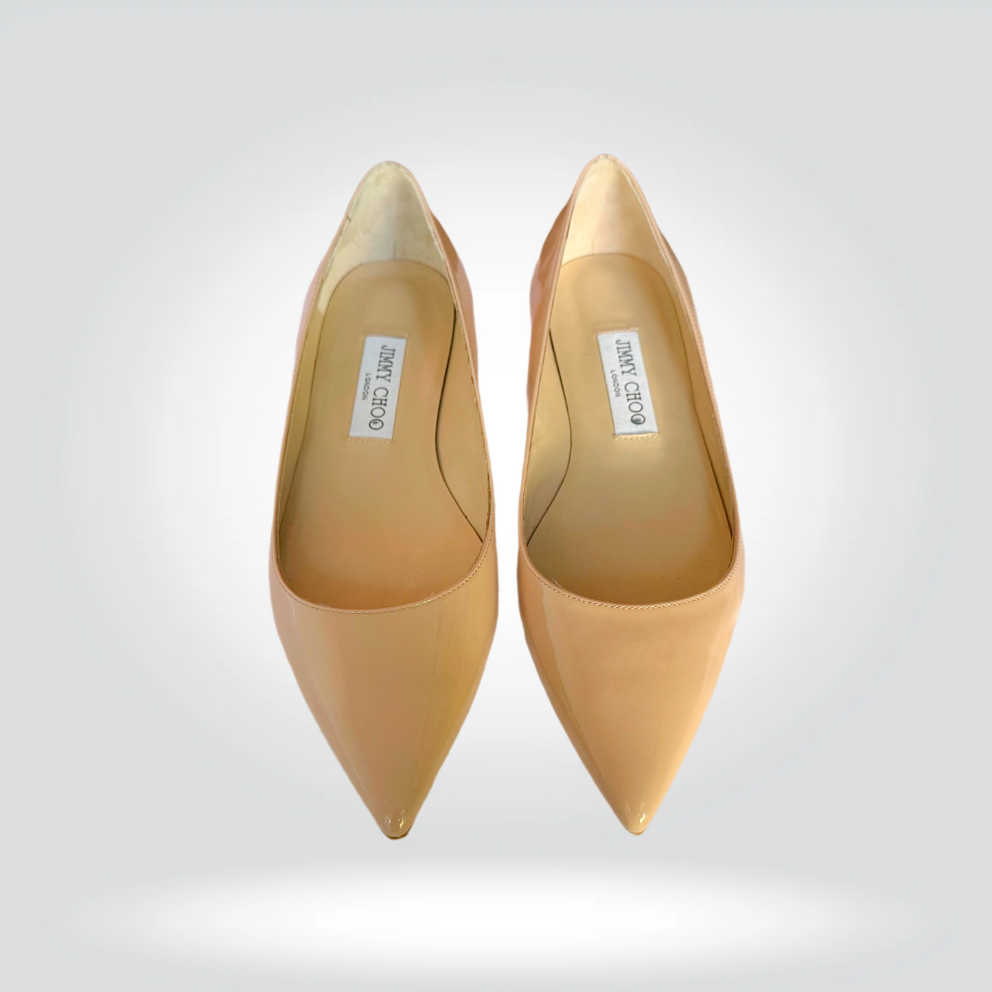 Jimmy Choo Pointed Toe Ballet Flats Nude Iridescent Patent Toe Cap — Size36.5 — Good  | Style Reissue Vancouver