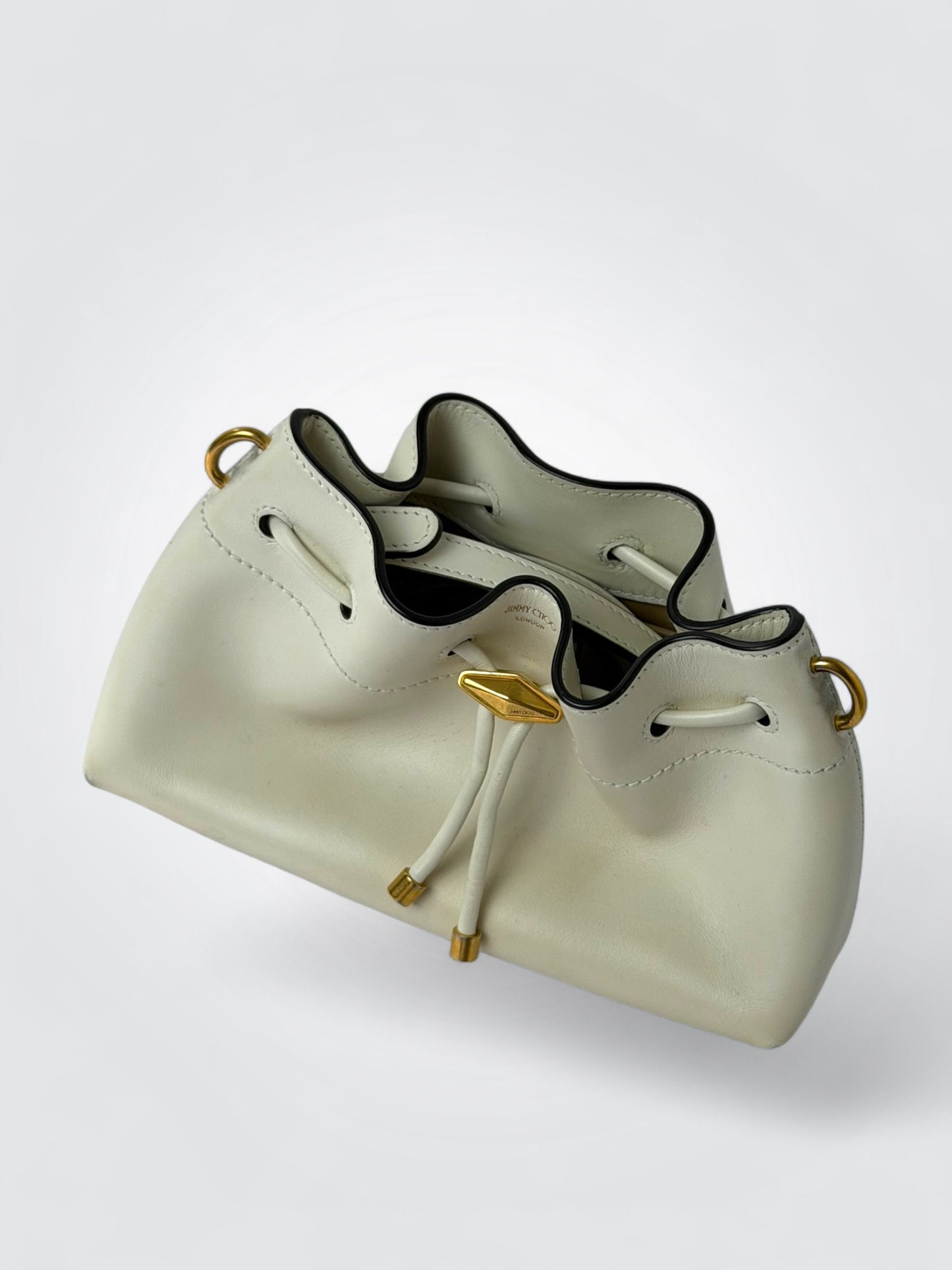 Pre-Owned Jimmy Choo Cinch Medium Latte Leather Shoulder Bag — Gold-Tone Hardware