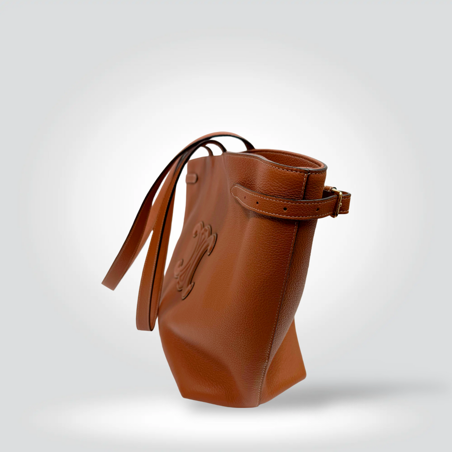 Pre-Owned Céline Triomphe Cabas Tote Bag Tan Cognac Smooth Leather Embossed Logo — Excelent | Style Reissue Vancouver