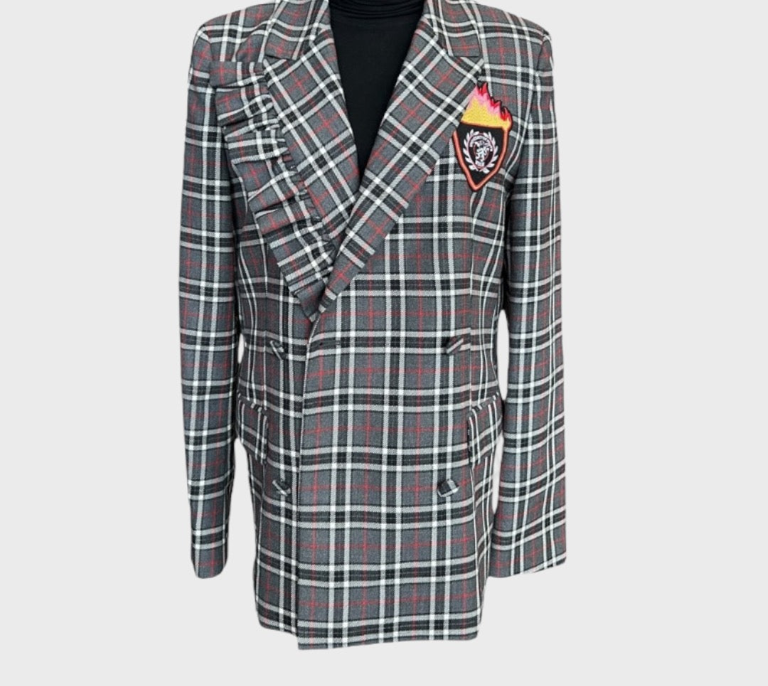 MSGM X SSENSE Plaid Ruffle Blazer - Size 44