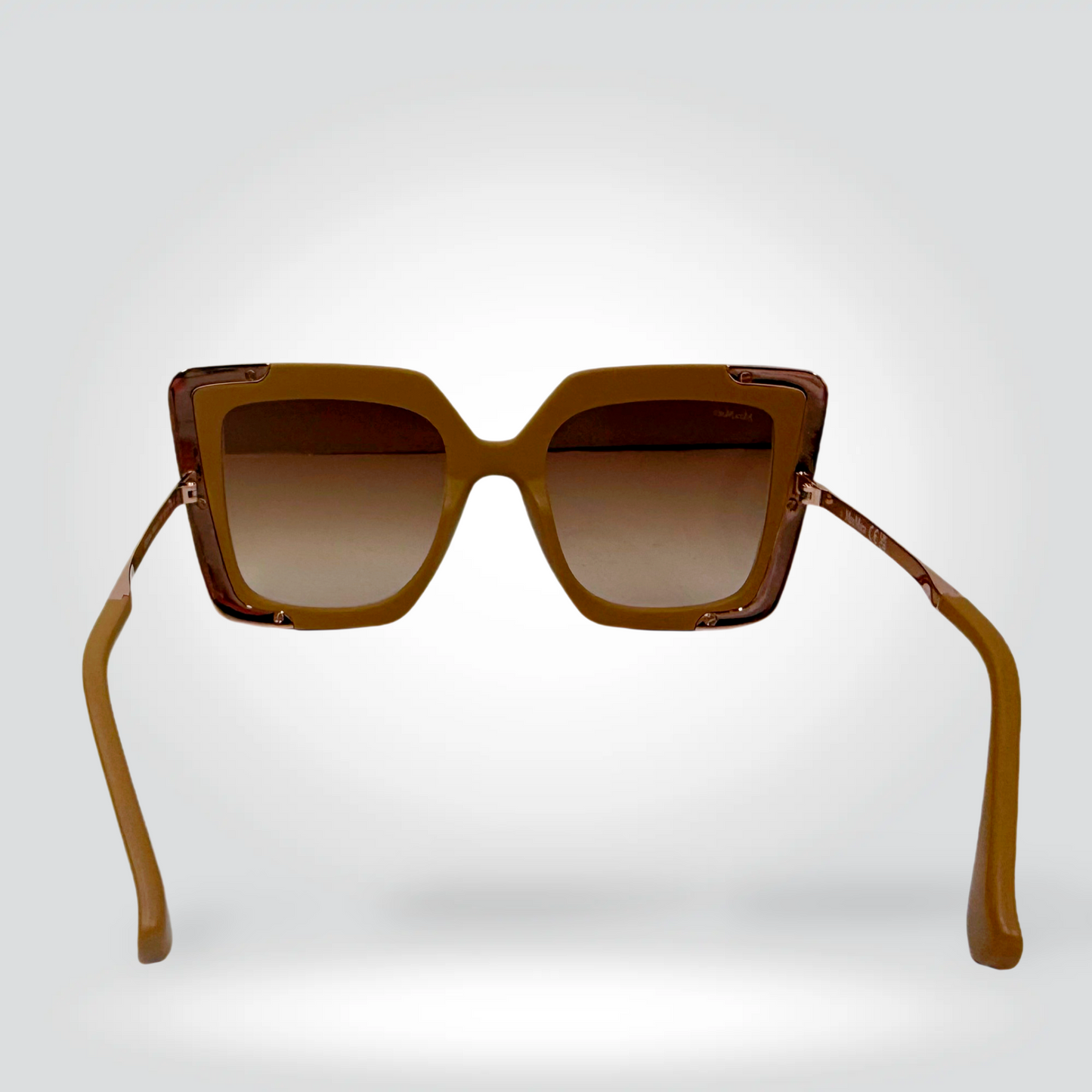 Max Mara Oversized Square Sunglasses Caramel Brown Acetate Gradient Lenses —Very Good  | Style Reissue Vancouver