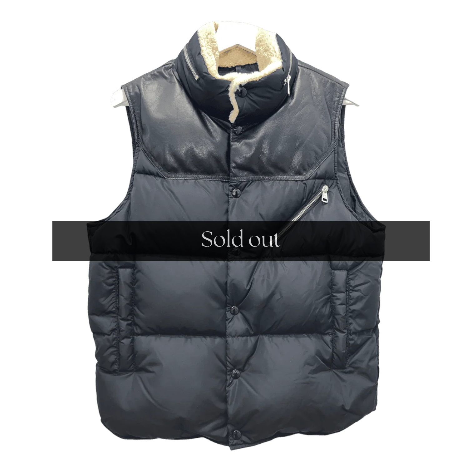 Moncler Paneled Leather Down Vest