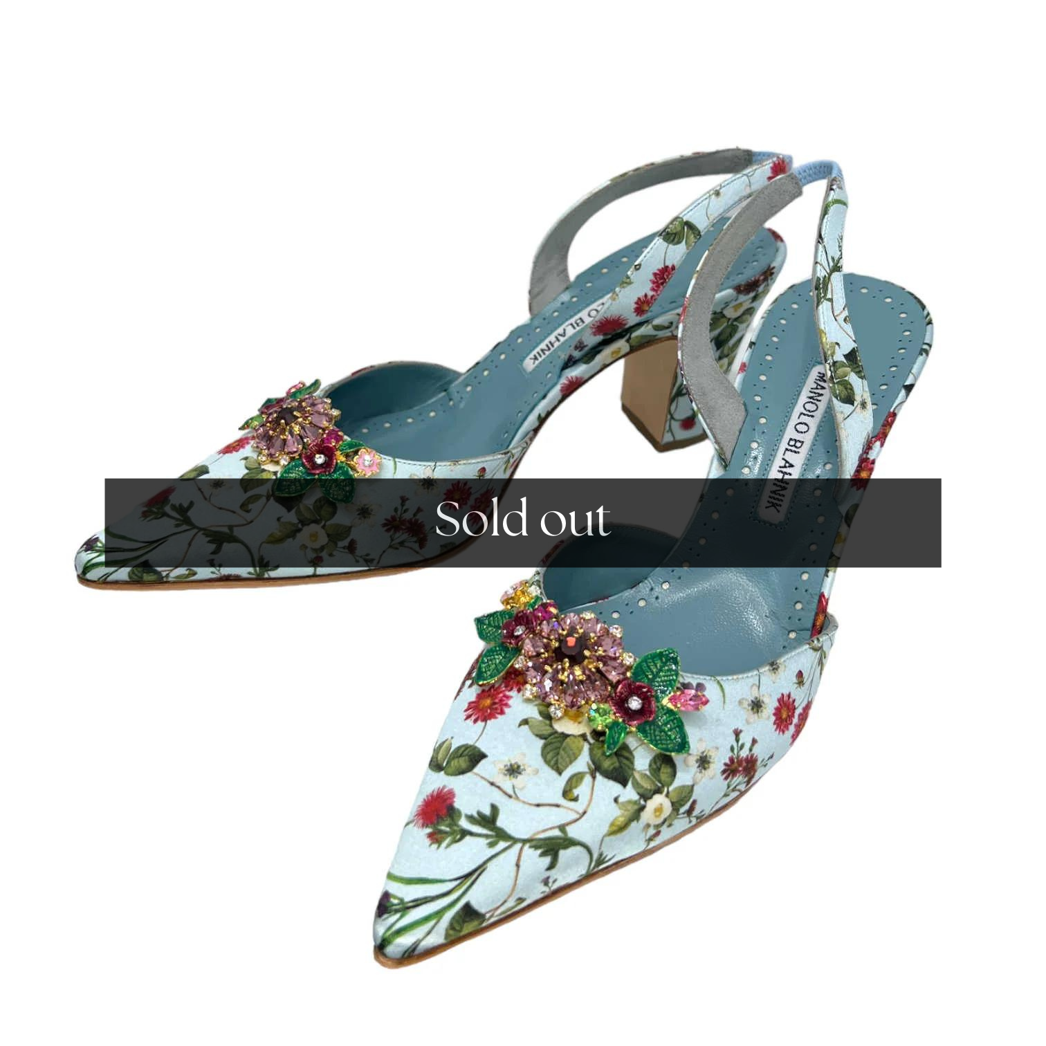 Satin Floral Slingbacks - 37.5