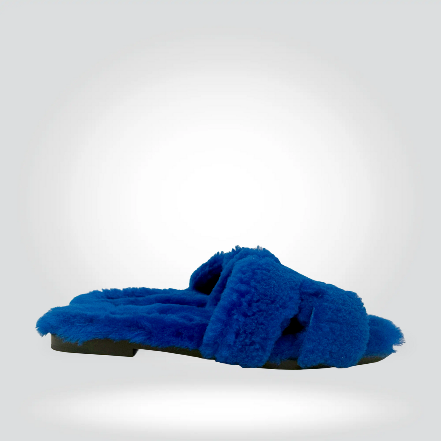 Hermès Shearling Slide Sandals Electric Blue — Size 38 Never worn | Style Reissue Vancouver
