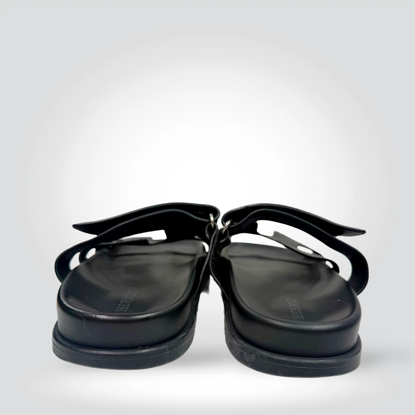 Pre-Owned Hermès Chypre Sandals Black Leather Double H-Strap Adjustable Buckle — Size 37— Good | Style Reissue Vancouver