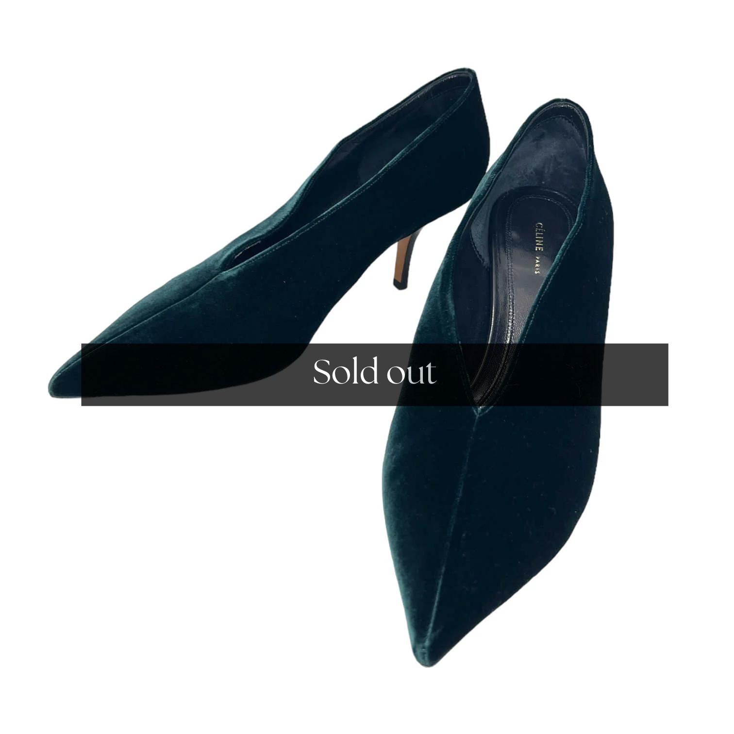 Velvet V Neck Pumps - 38