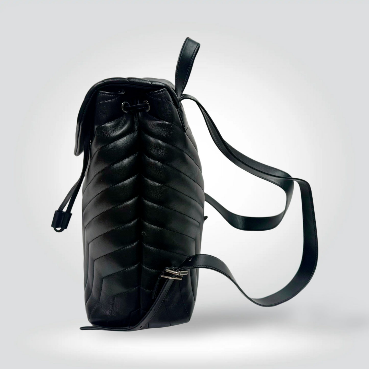 Pre-Owned Saint Laurent Loulou Backpack Black Y-Quilted Leather Silver YSL Monogram — Excellent | Style Reissue Vancouver