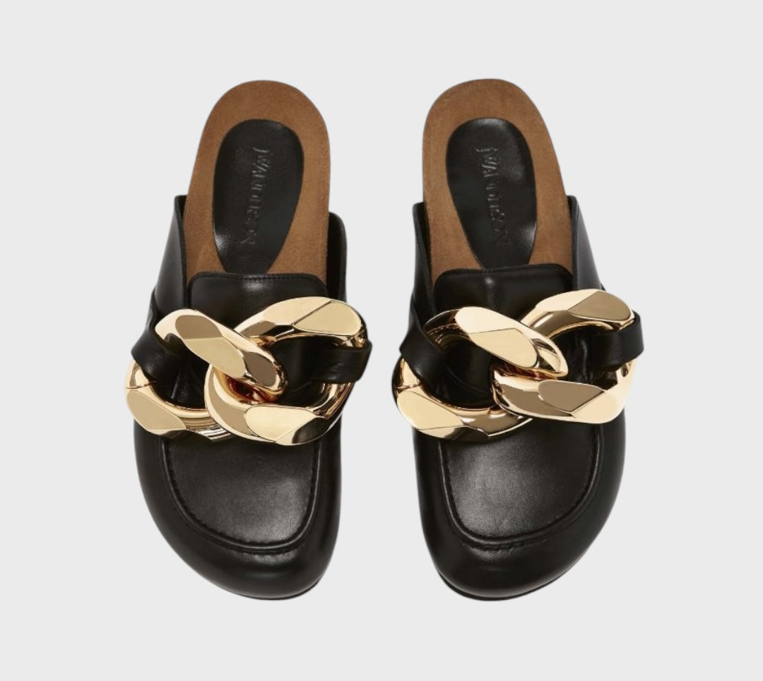 JW Anderson 
Chain Loafer Leather Mules Size 36