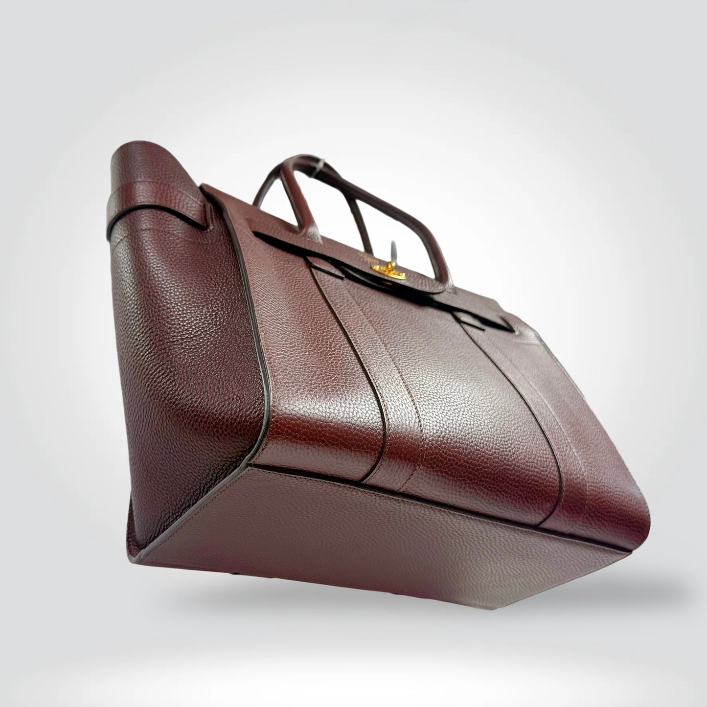 Mulberry Bayswater Tote Bag Oxblood Burgundy Pebbled Leather Gold Postman Lock — Very Good Style Reissue Vancouver