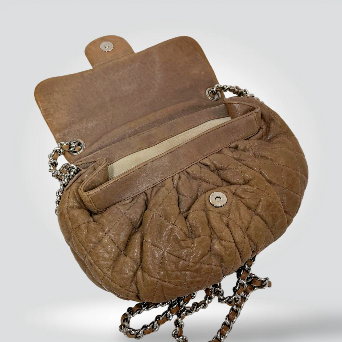 Chanel Chain around Lambskin Soft Flap Bag Caramel Tan Silver CC Turn Lock Chain Strap —Good  | Style Reissue Vancouver