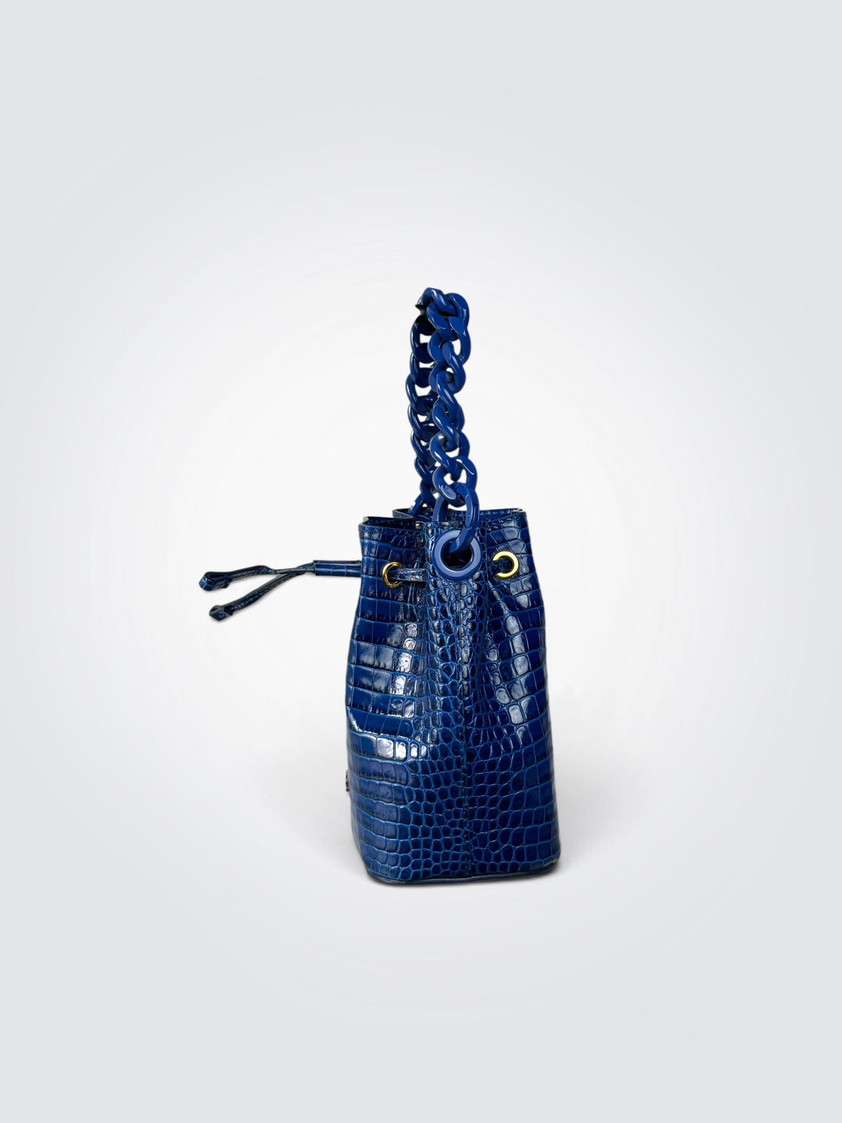 Pre-Owned Philosophy di Lorenzo Serafini Royal Blue Croco-Print Leather Mini Satchel