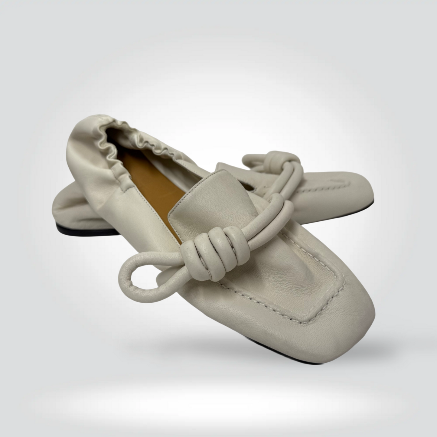Loewe Toy Loafers Cream Off-White Leather Knotted Strap Square Toe — Size 41 — Good | Style Reissue Vancouver