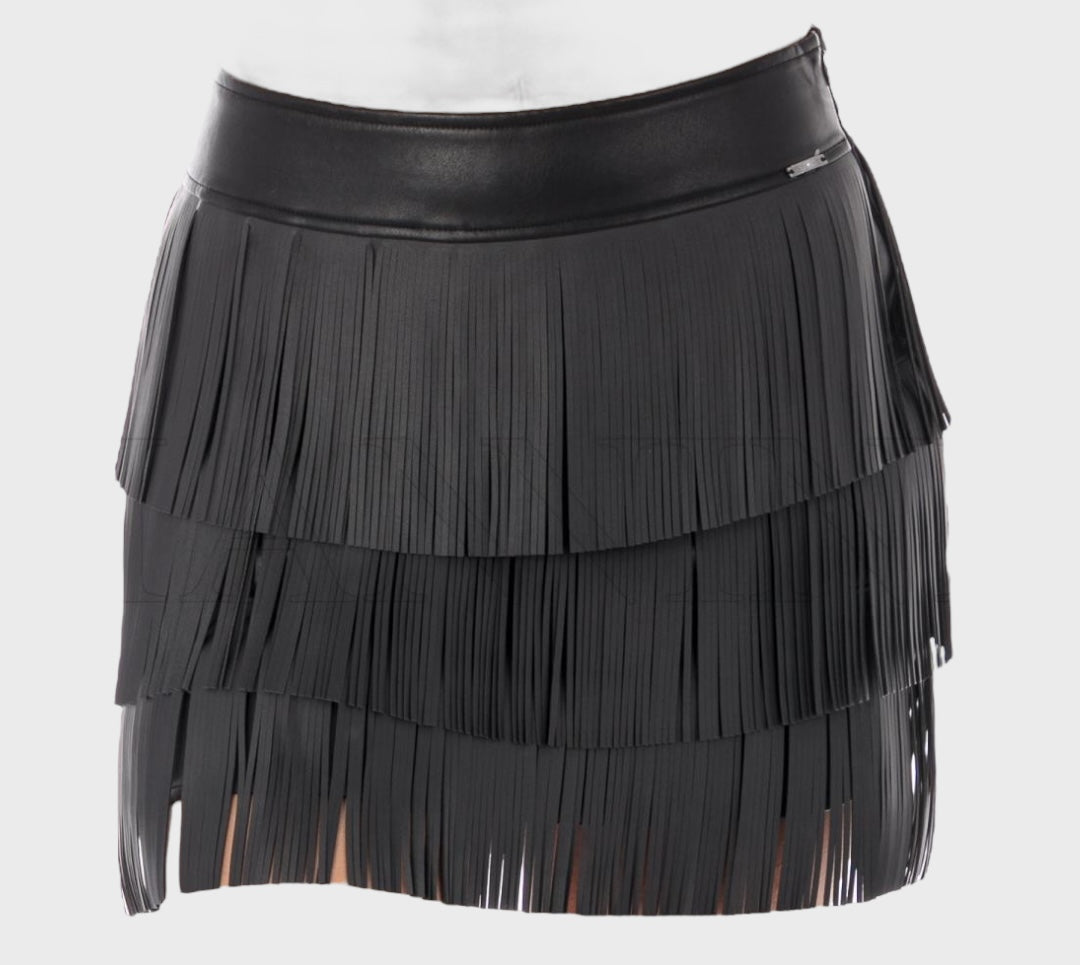 Liu jo Faux leather Short skirt with fringes size 44