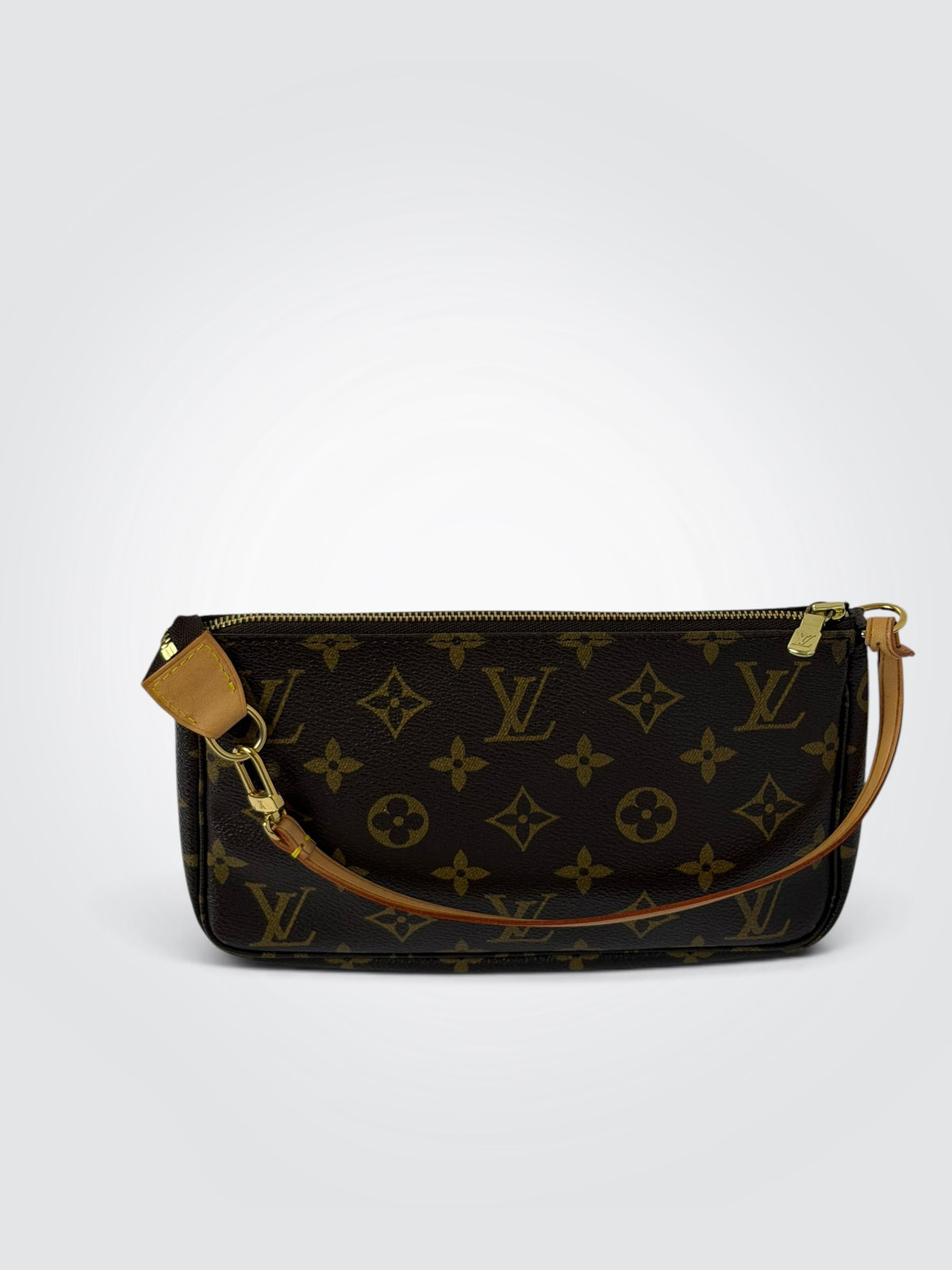 Pre-Owned Vintage Louis Vuitton Monogram Pochette Accessoires Shoulder Bag – Brown Coated Canvas with Natural Leather Strap