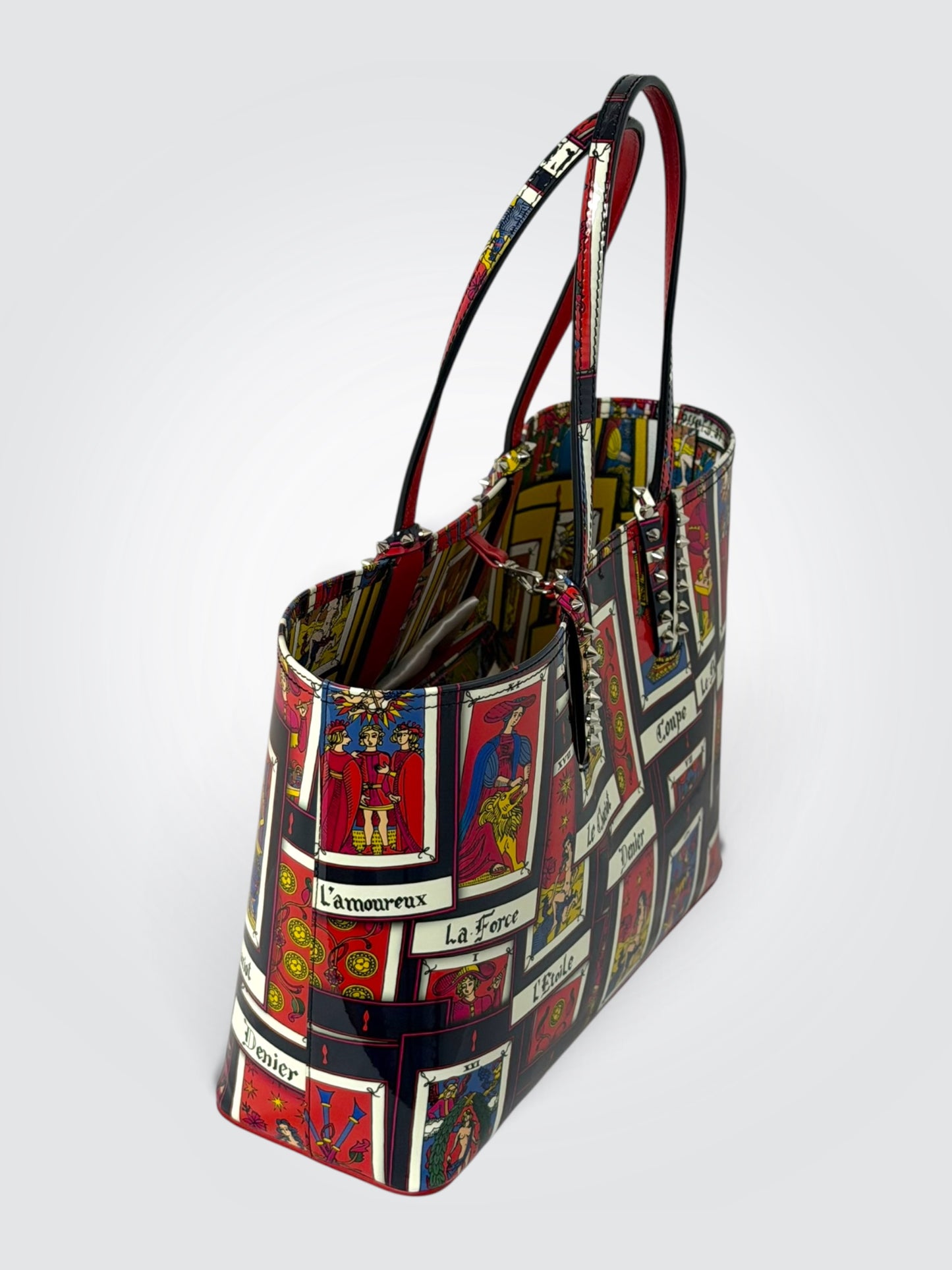 Pre-Owned Christian Louboutin Small Cabata Tarot Patent Leather Tote – Multicoloured Tarot de Marseille Print