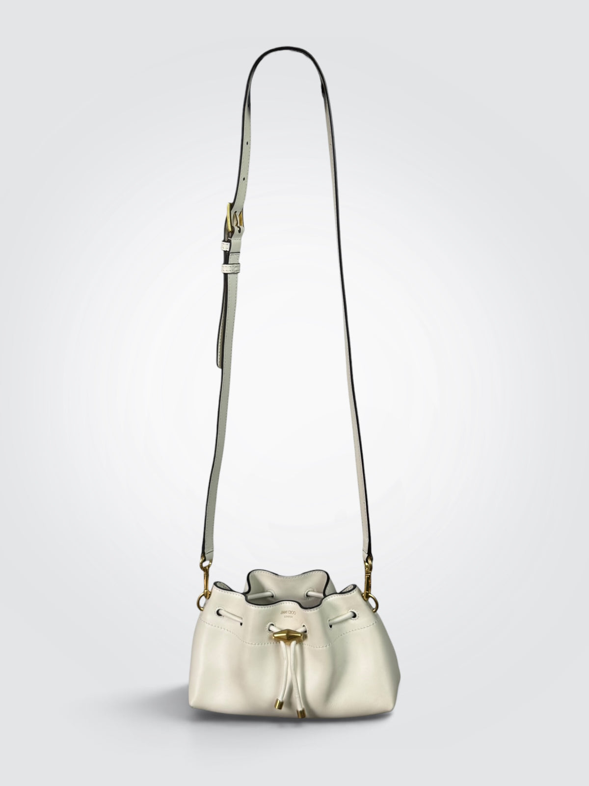 Pre-Owned Jimmy Choo Cinch Medium Latte Leather Shoulder Bag — Gold-Tone Hardware