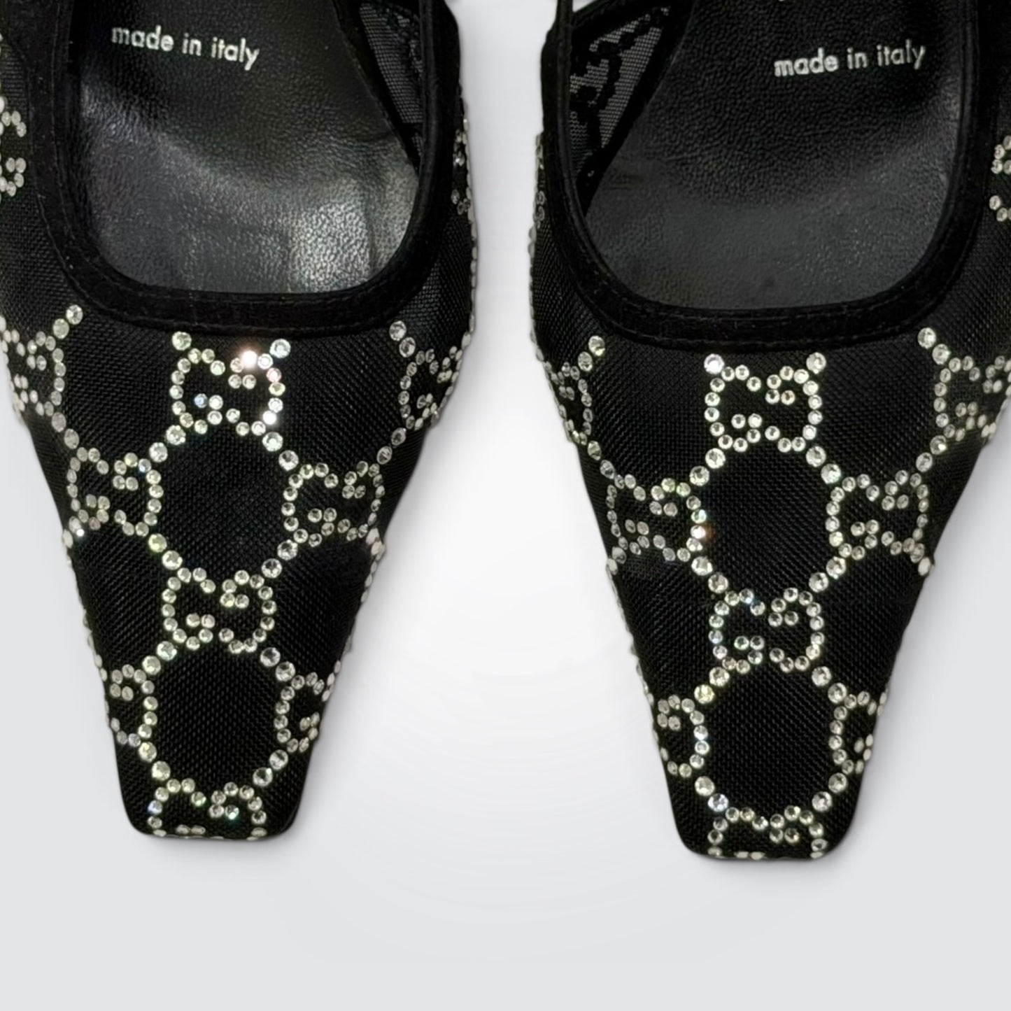 Pre-Owned Gucci Tom GG Crystal Mesh Slingback Pumps