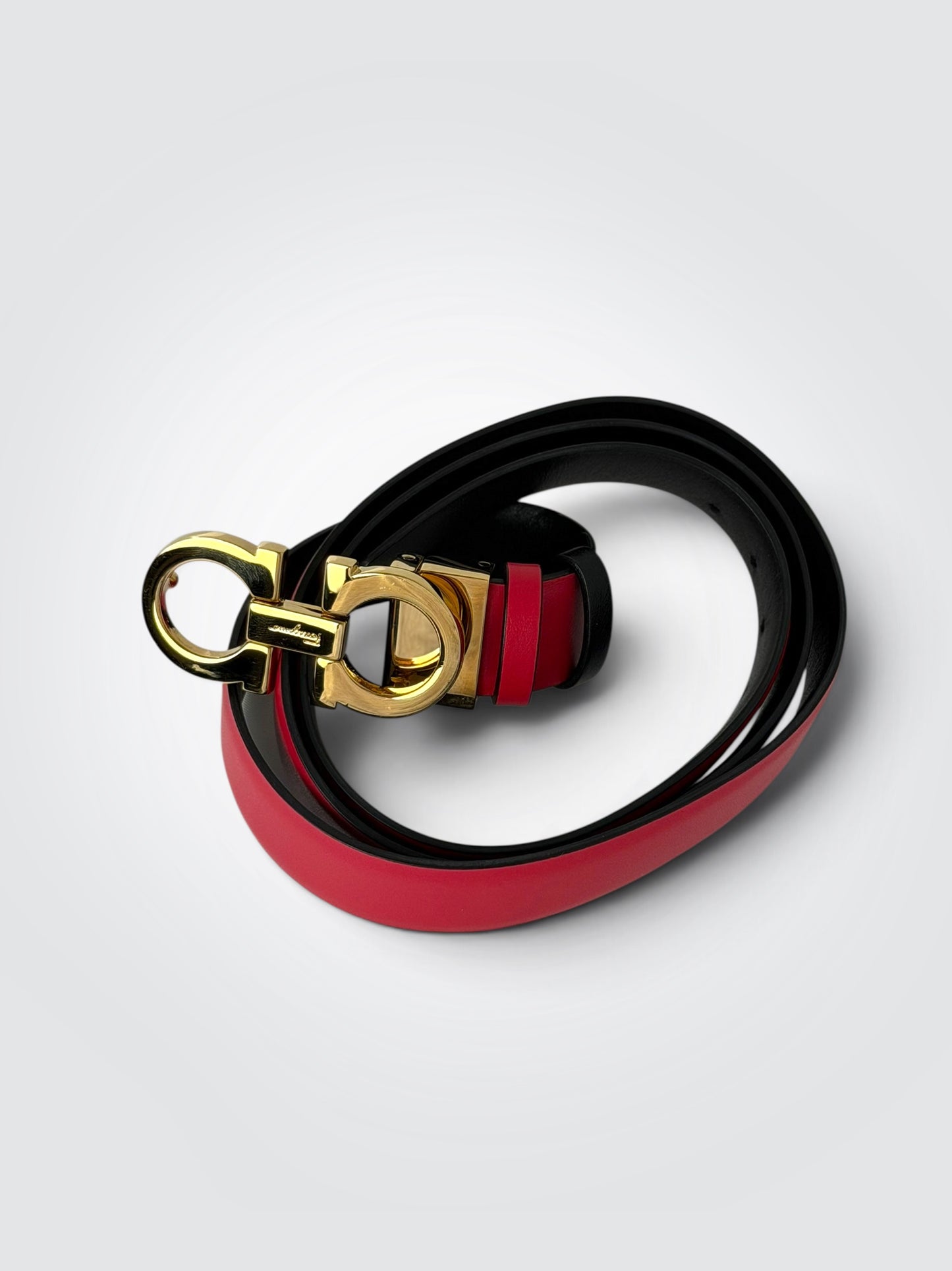 Pre-Owned Salvatore Ferragamo Ginny Vara Red Leather Crossbody Bag – Removable Strap and Clutch