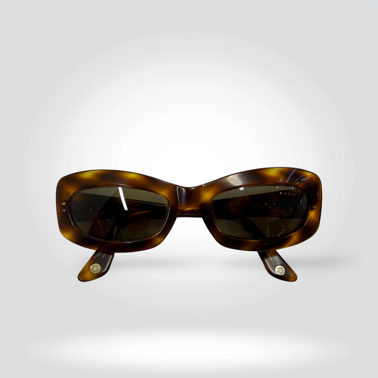 Chanel Vintage CC Logo Rectangle Sunglasses Tortoiseshell Acetate Brown Lenses — Good  | Style Reissue Vancouver