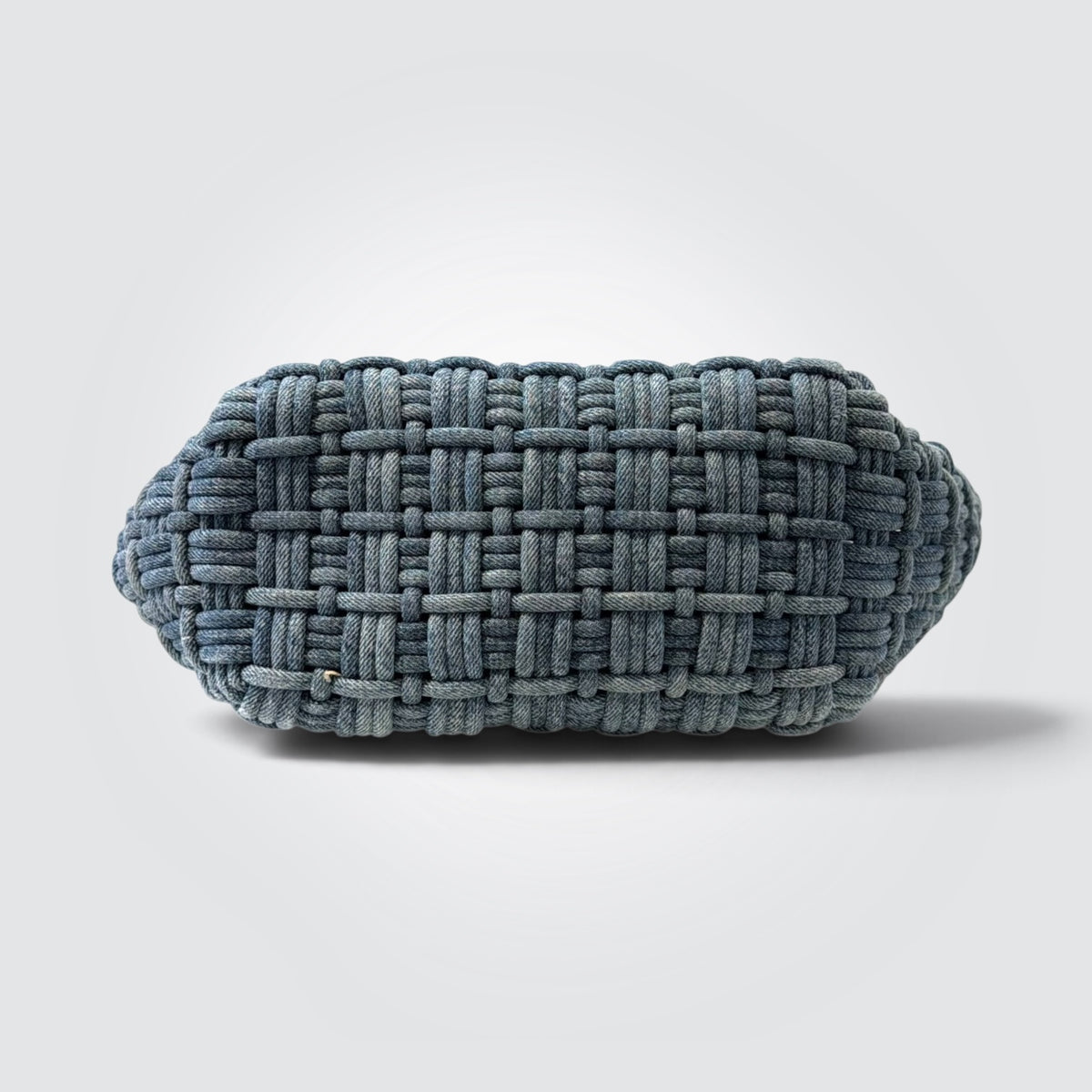 Bistro XS Basket Bag Washed Frayed Denim Braided Silver Hardware