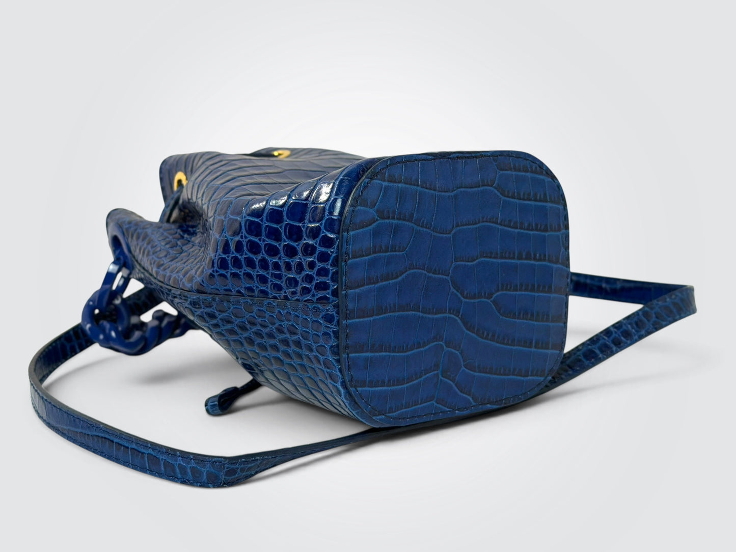 Pre-Owned Philosophy di Lorenzo Serafini Royal Blue Croco-Print Leather Mini Satchel