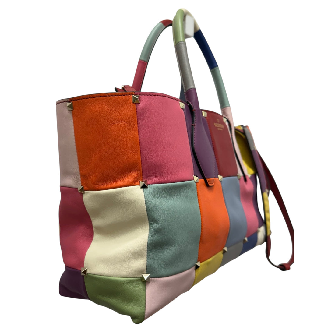 Valentino Garavani Multicolor Patchwork Leather Tote Bag with Pouch – Made in Italy