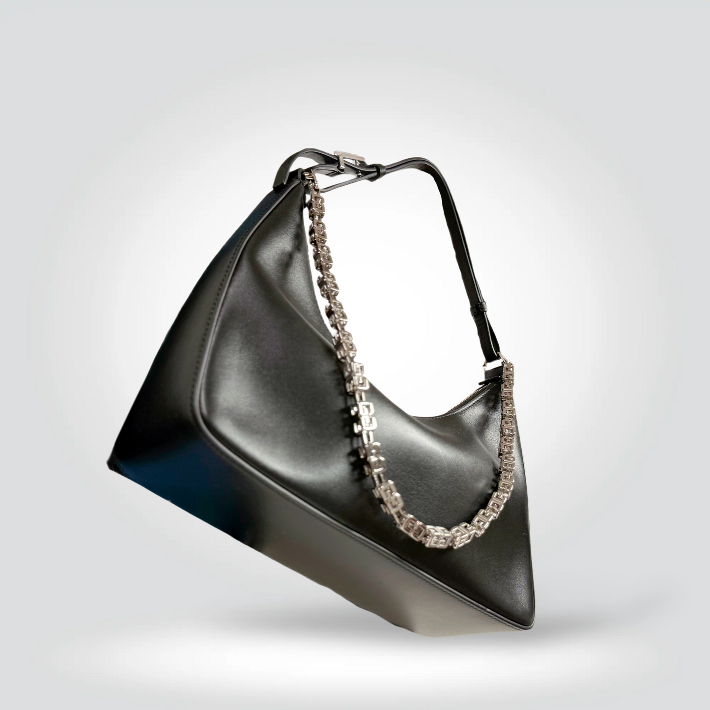 Pre-Owned Givenchy Moon Cut Out Black Leather  Silver Chain Strap Top Handle — Excellent Style Reissue Vancouver