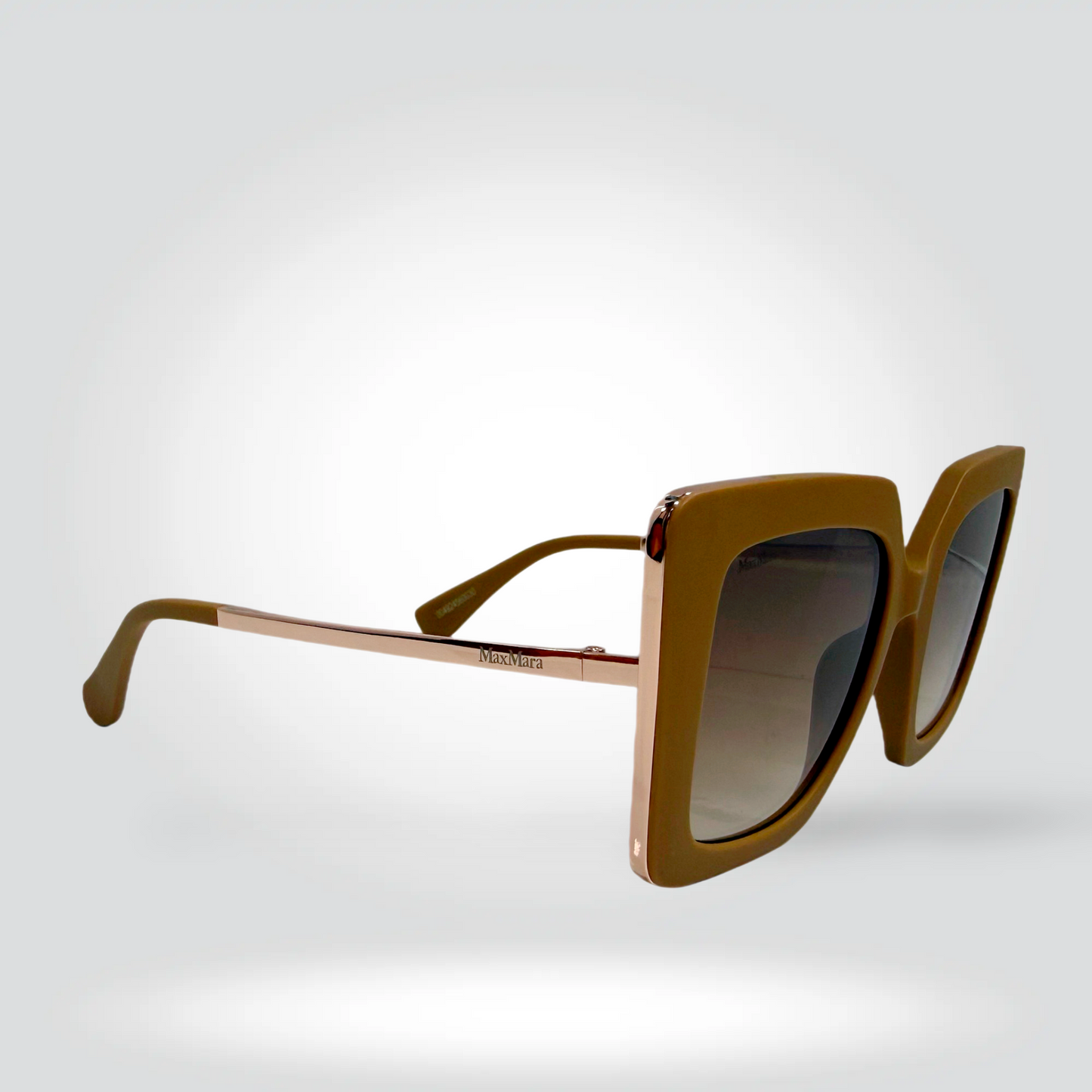 Max Mara Oversized Square Sunglasses Caramel Brown Acetate Gradient Lenses —Very Good  | Style Reissue Vancouver