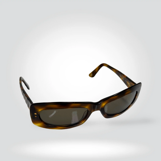 Chanel Vintage CC Logo Rectangle Sunglasses Tortoiseshell Acetate Brown Lenses — Good  | Style Reissue Vancouver
