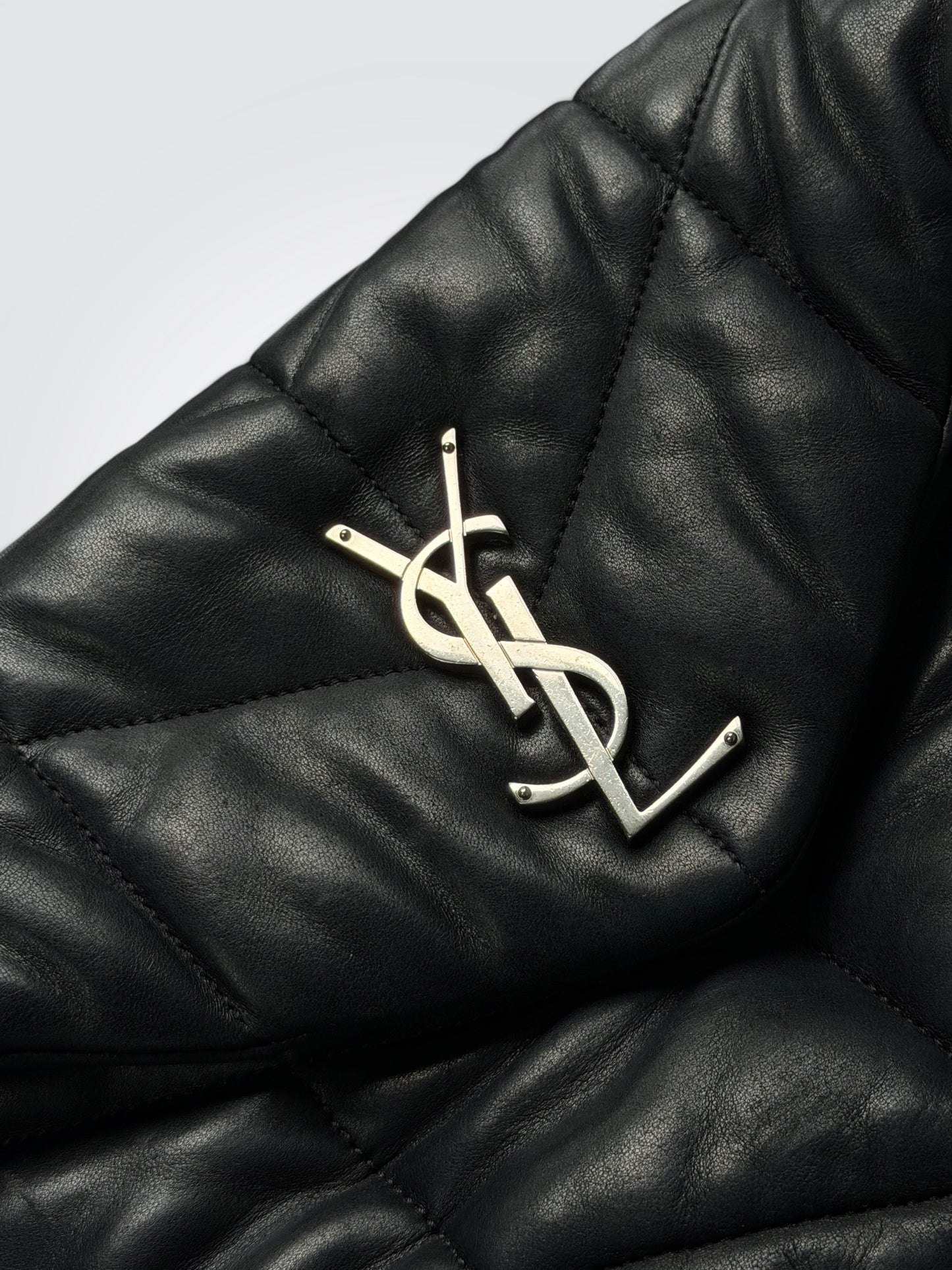 Pre-Owned Saint Laurent Loulou Puffer Medium Black Lambskin Shoulder Bag – Silver Hardware
