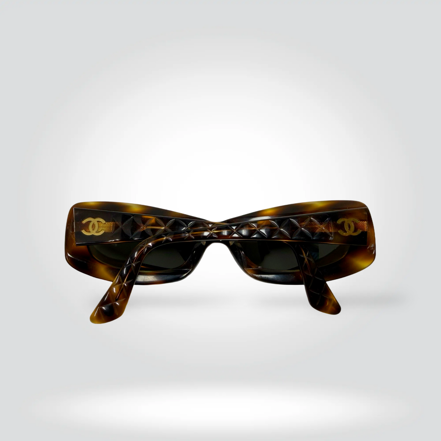 Chanel Vintage CC Logo Rectangle Sunglasses Tortoiseshell Acetate Brown Lenses — Good  | Style Reissue Vancouver