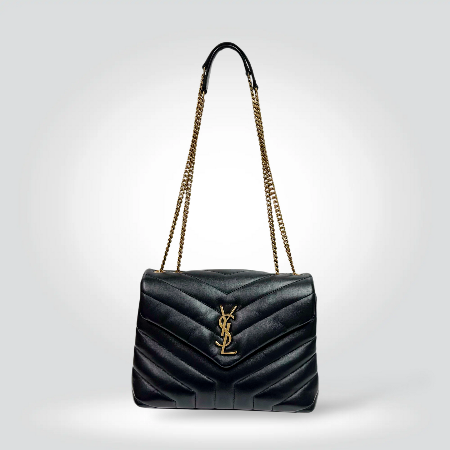Saint Laurent Loulou Puffer Bag Black Quilted Leather Gold YSL Monogram Chain Strap — Excellent | Style Reissue Vancouver