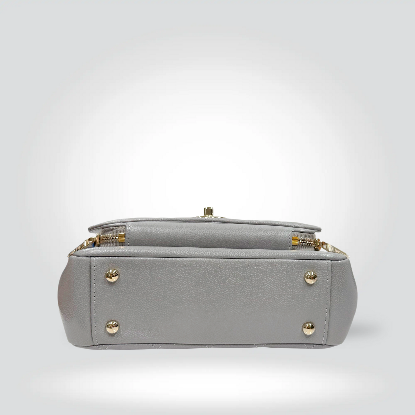 Chanel Caviar Leather Flap Bag Grey Gold CC Turn Lock Chain Strap Top Handle — Excellent | Style Reissue Vancouver