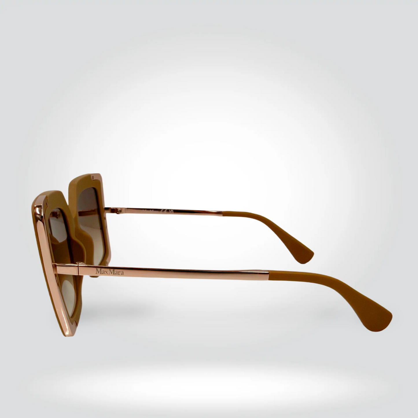 Max Mara Oversized Square Sunglasses Caramel Brown Acetate Gradient Lenses —Very Good  | Style Reissue Vancouver